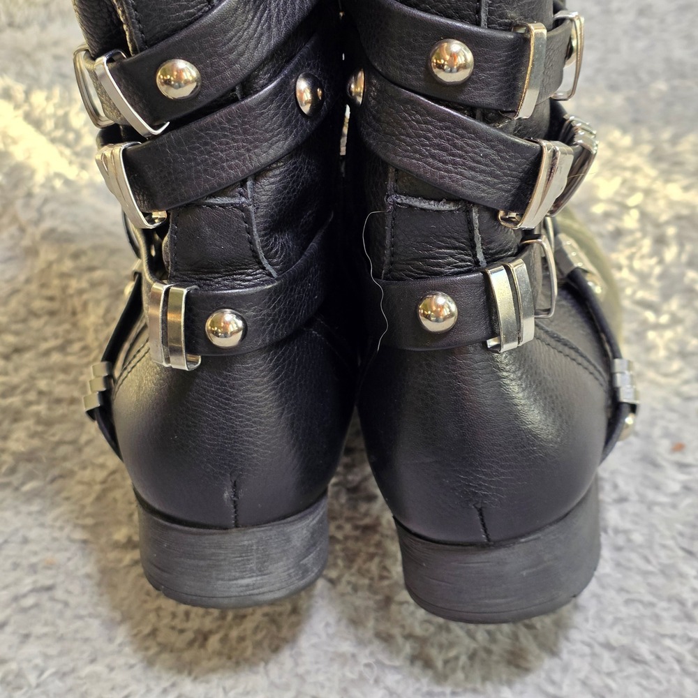Black Studded Strap Ankle Boots - Women - Picture 7 of 13